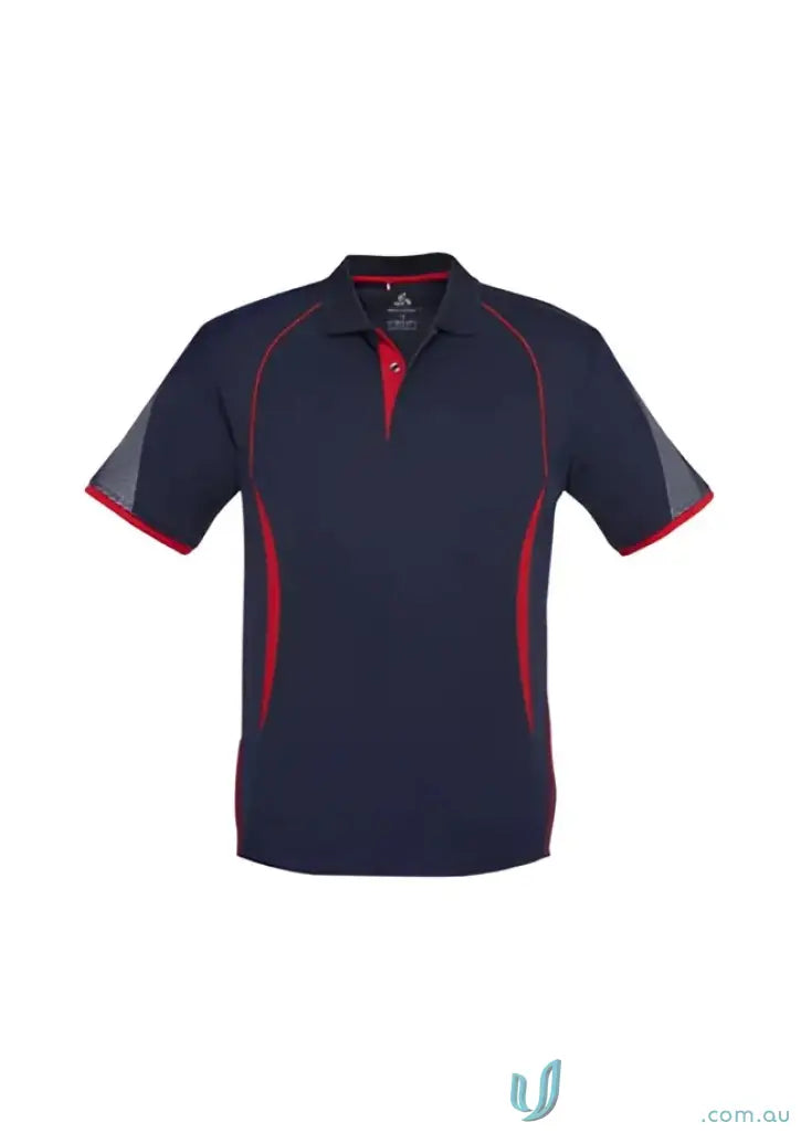 Navy and red short-sleeved Razor Polo shirt from Biz Collection P405MS style
