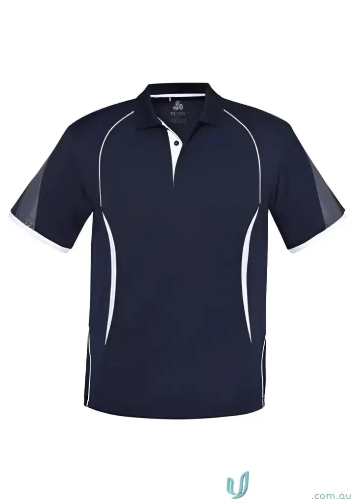 Navy blue Razor Polo with white accents from Biz Collection P405MS product shot