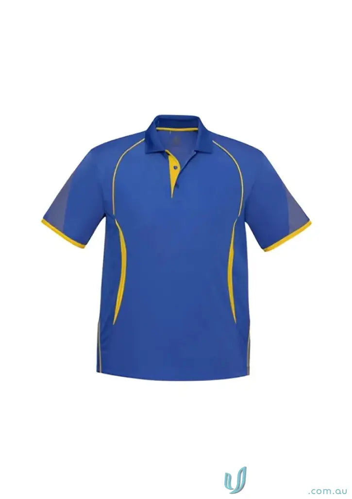 Blue and yellow Razor Polo shirt from Biz Collection P405MS, perfect for casual style