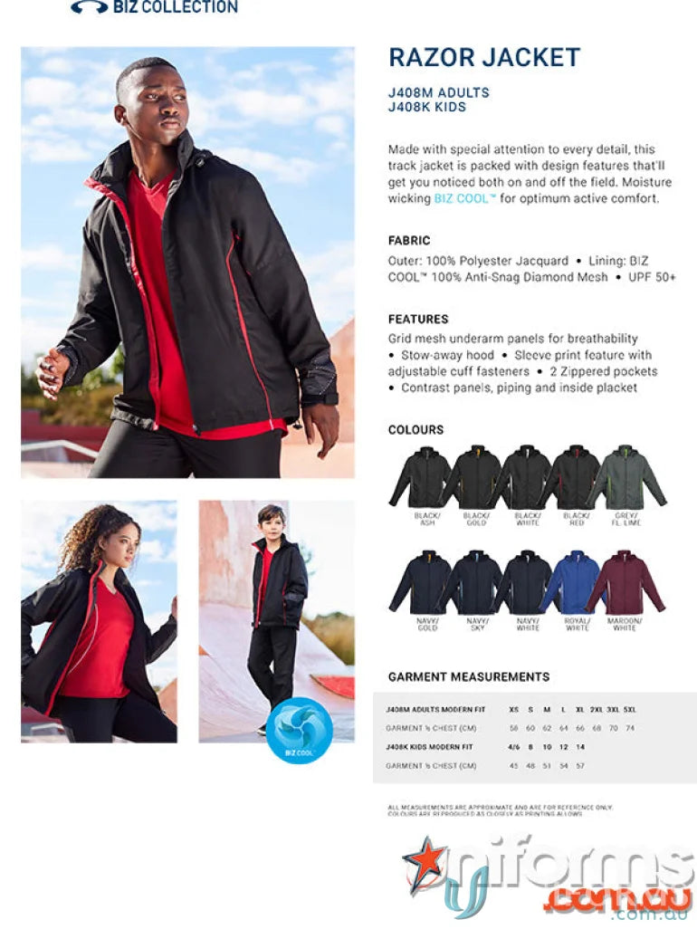 Razor Sports Jacket Razor Jacket J408M Biz Collection Unisex stylish unisex razor jacket ad