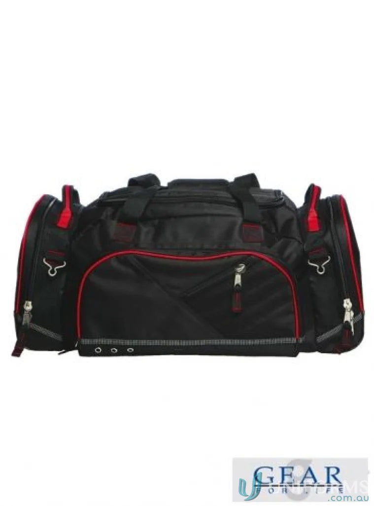 Black and red Recon Sports Bag with reflective piping, perfect for bag orders needing style