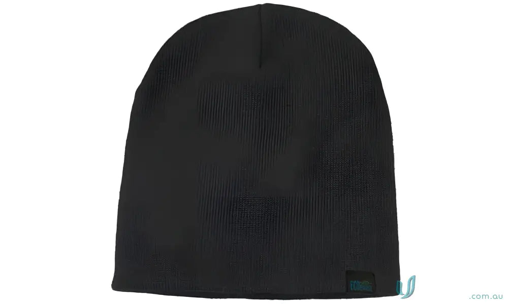 Black knit beanie from Recycled Roll Down Beanie for team’s winter uniforms