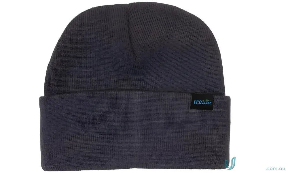 Gray knit recycled roll-up beanie showcasing eco-friendly recycled roll-up style