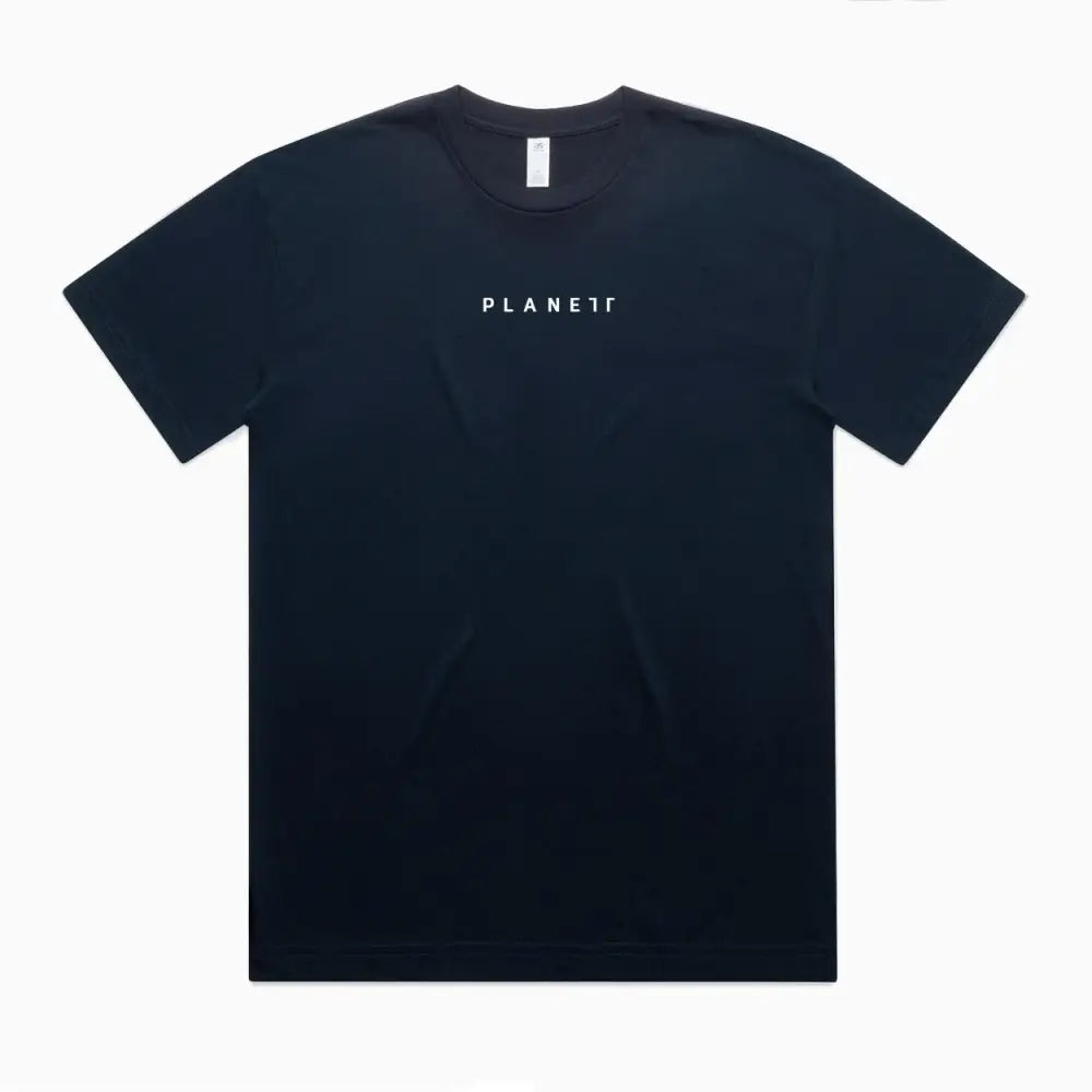 Black short sleeved redro tee with white planet print perfect for casual workwear and comfortable uniforms