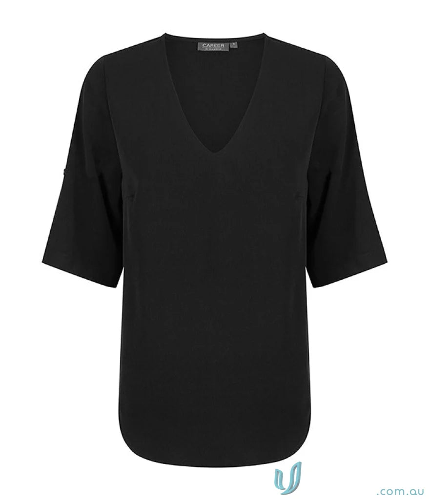 Black V-neck blouse from Reese-V Neck-Top perfect for workwear and uniforms