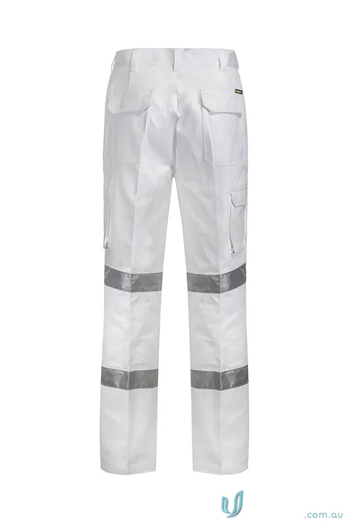 White work pants with reflective stripes from Reflective Cargo Drill Pant CSR Tape