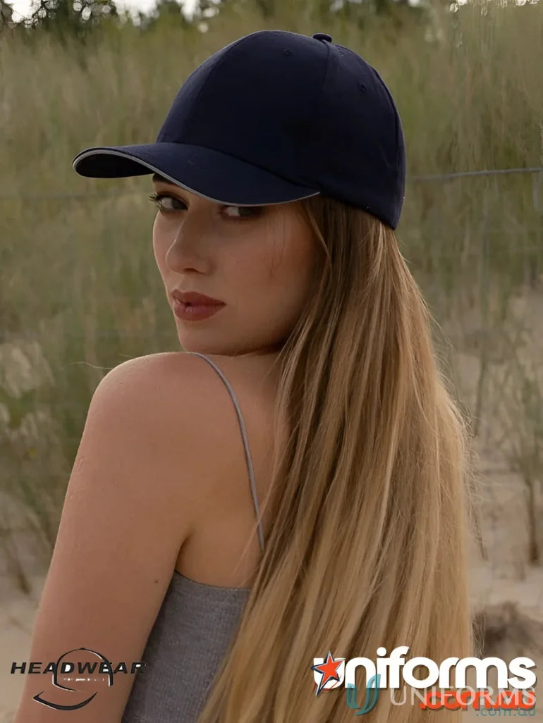 Navy blue Reflective Sandwich Strap Cap for uniforms and workwear protection