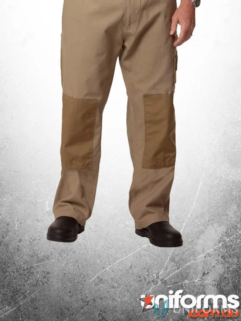 Khaki work pants with knee patches built for all-day comfort and tough EVI material