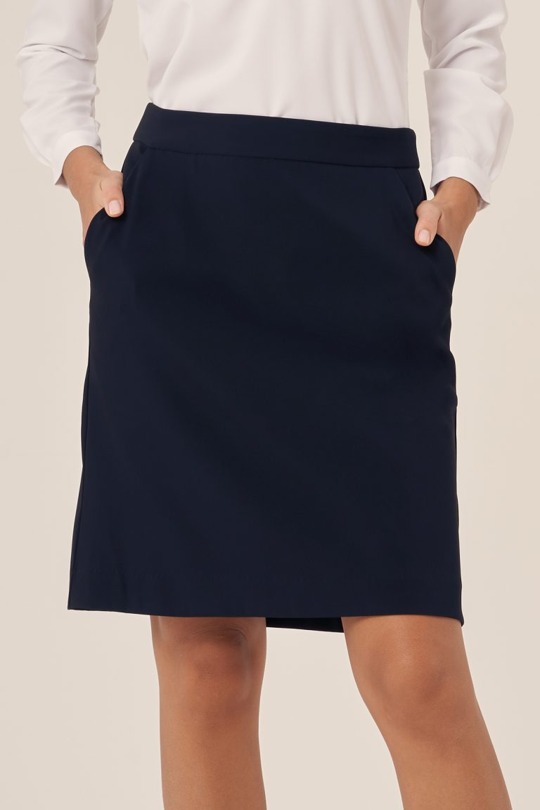 Navy blue Remy skirt FSK261 with pockets and straight A-line cut