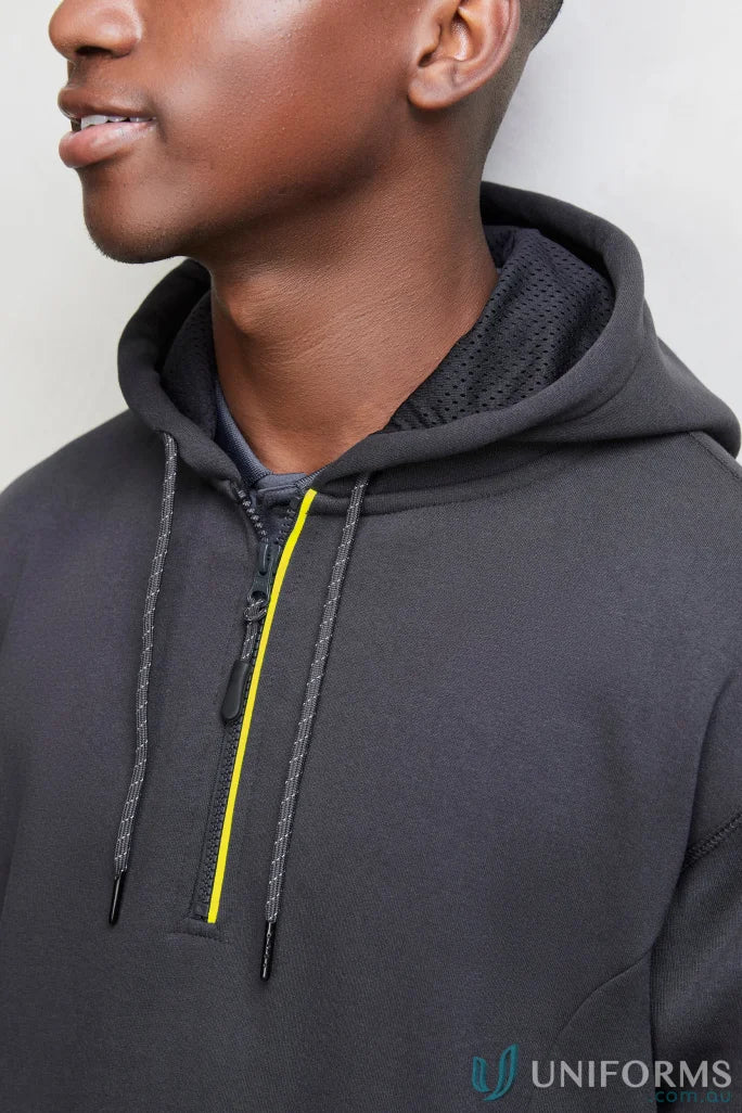 Gray renegade hoodie with reflective trims, SW710M Biz half-zip sweatshirt