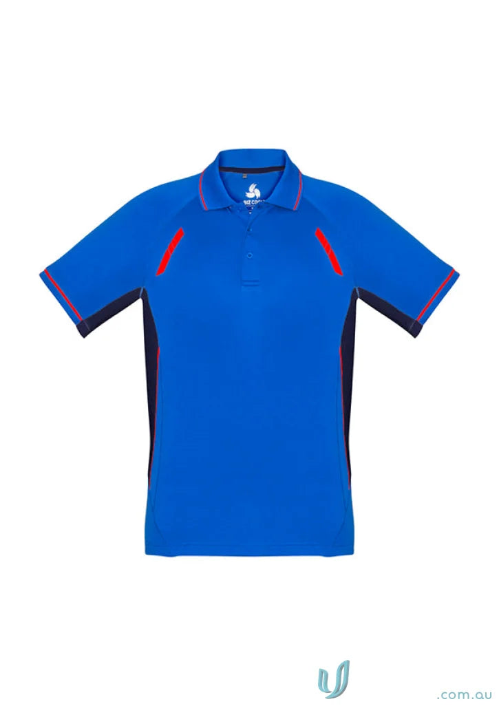 Men’s Renegade Polo from Biz Collection in blue and black with UPF rating