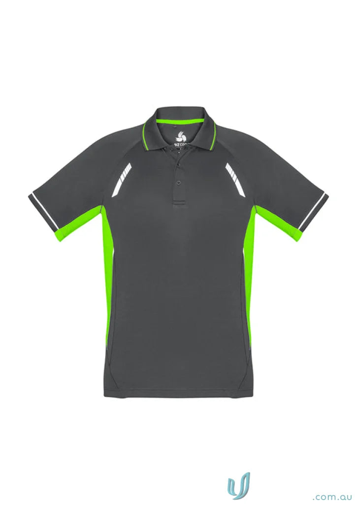 Gray and green men’s Renegade Polo from Biz Collection with UPF rating