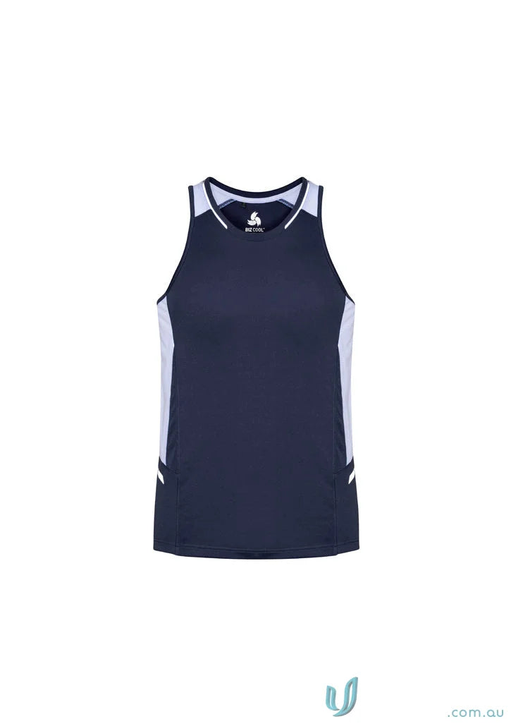 Navy and white athletic tank top Renegade Singlet SG702M Biz Cool Micro style