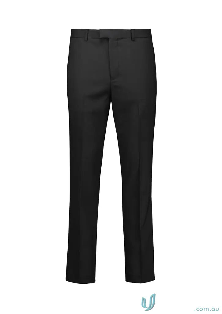 Black Renew Slim Fit Flat Front Pant made with recycled polyester for corporate settings