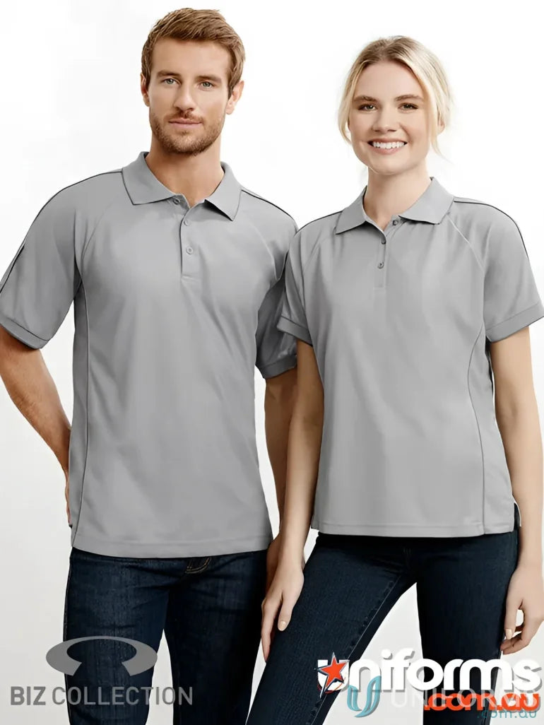 Matching grey men’s resort polo shirts from the Resort Polo collection for effortless style