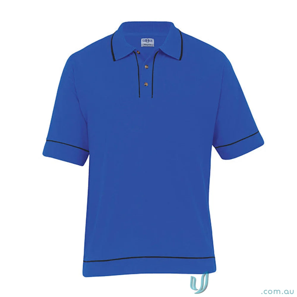 Blue Polo Shirt with Black Contrast Piping from Retro Waffle Polo, perfect for uniforms or workwear