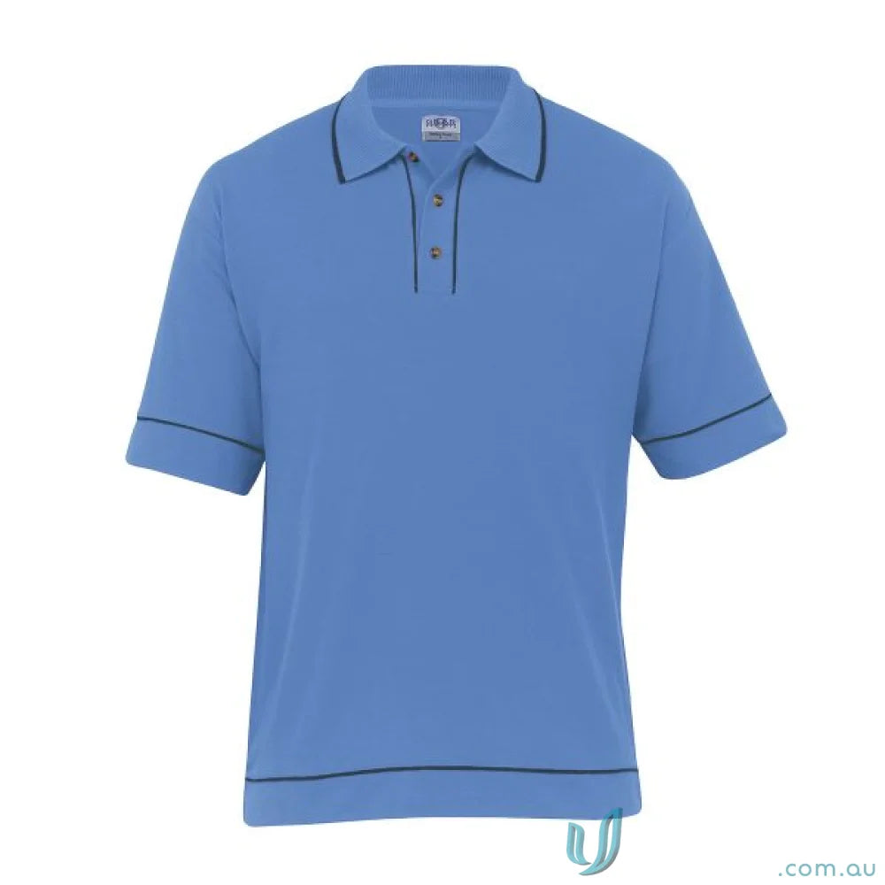 Blue Polo Shirt with Dark Contrast Piping from Retro Waffle Polo, Perfect for Workwear
