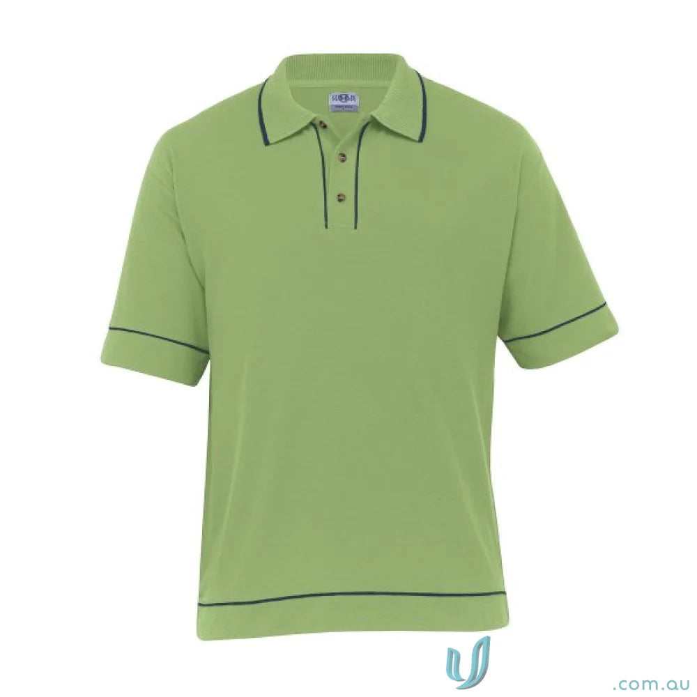 Green polo shirt with dark contrast piping from Retro Waffle Polo workwear collection