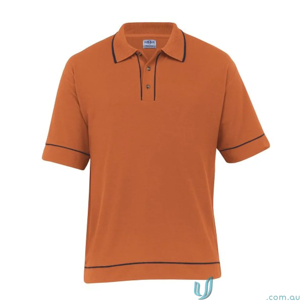 Orange Retro Waffle Polo with contrast piping, perfect for uniforms or workwear