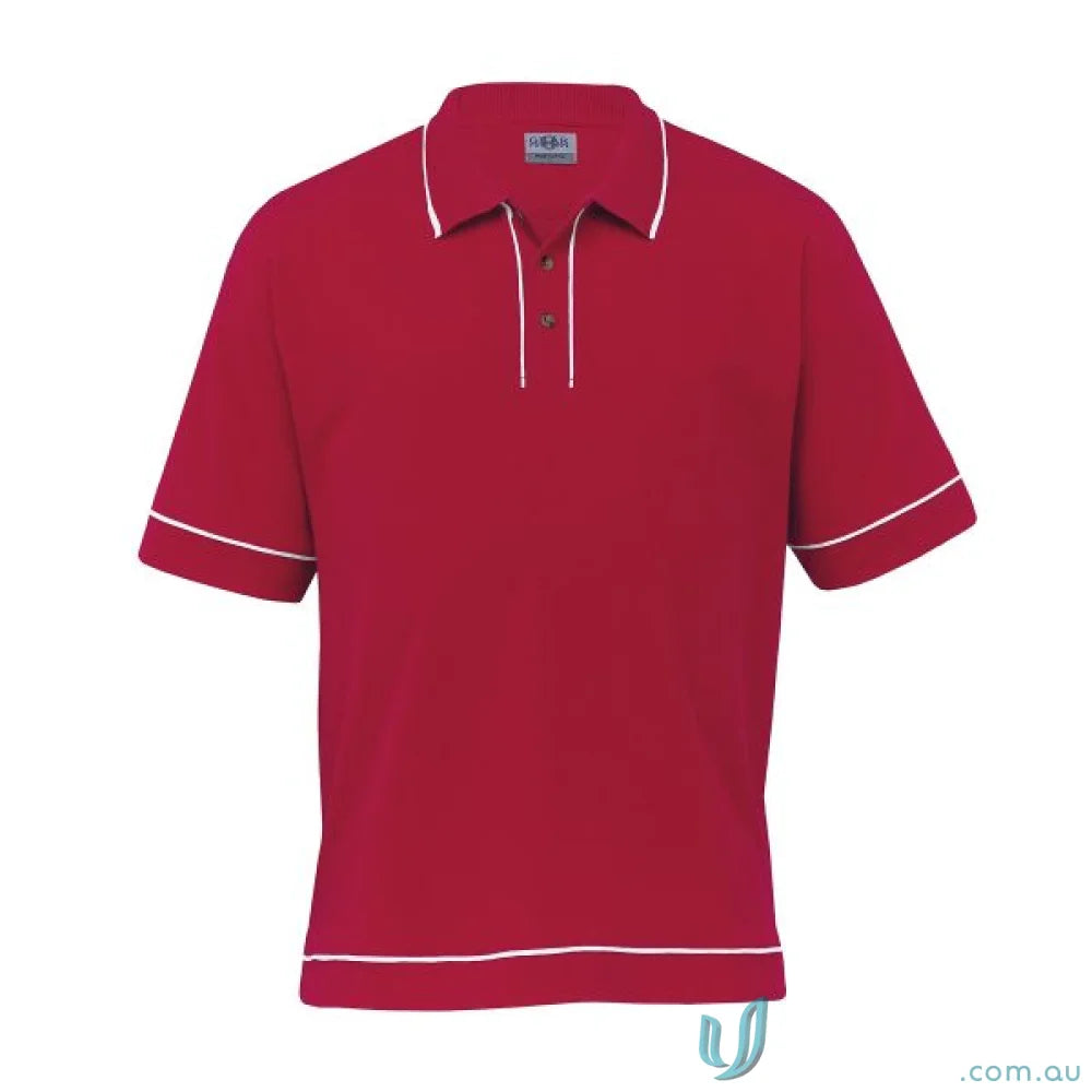 Retro Waffle Polo red polo shirt with contrast piping, perfect for uniforms or workwear
