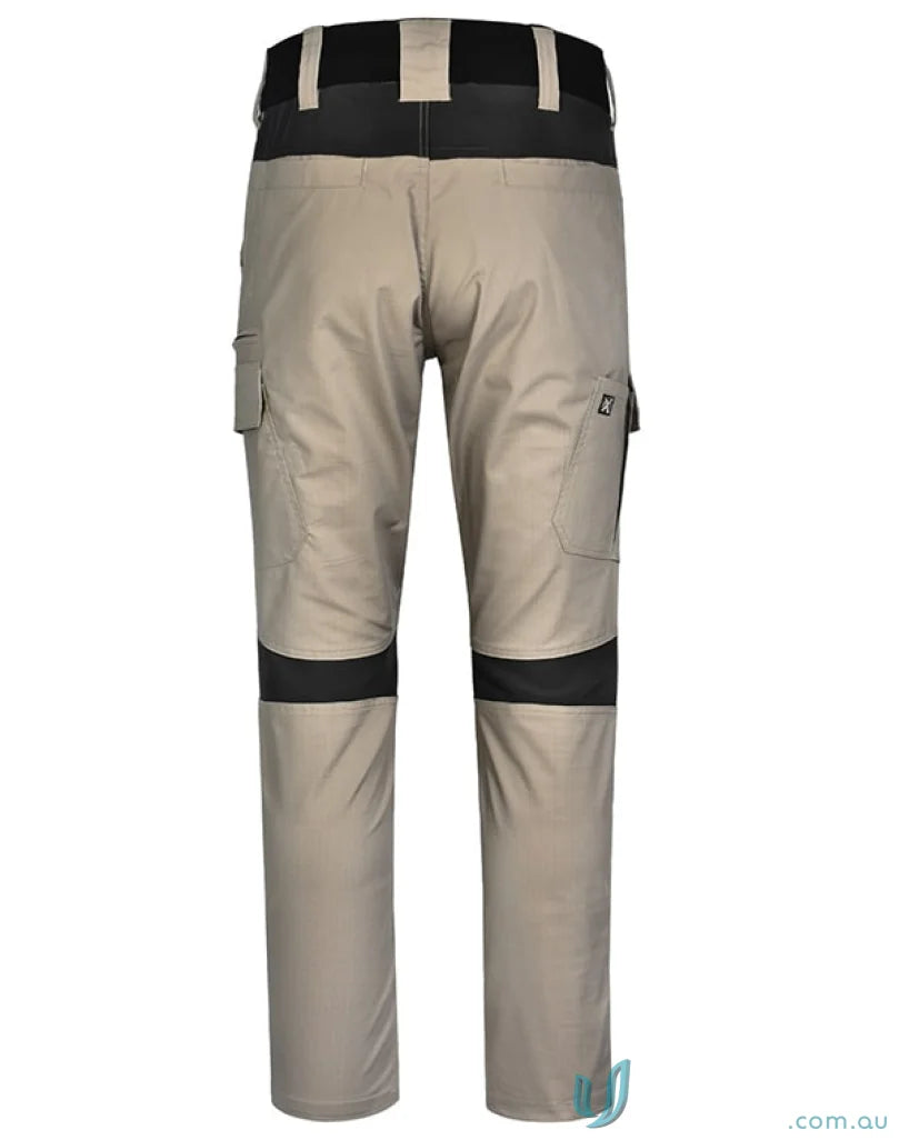 Tan and black Ripstop Stretch Work Pants with cargo pockets and reinforced knees