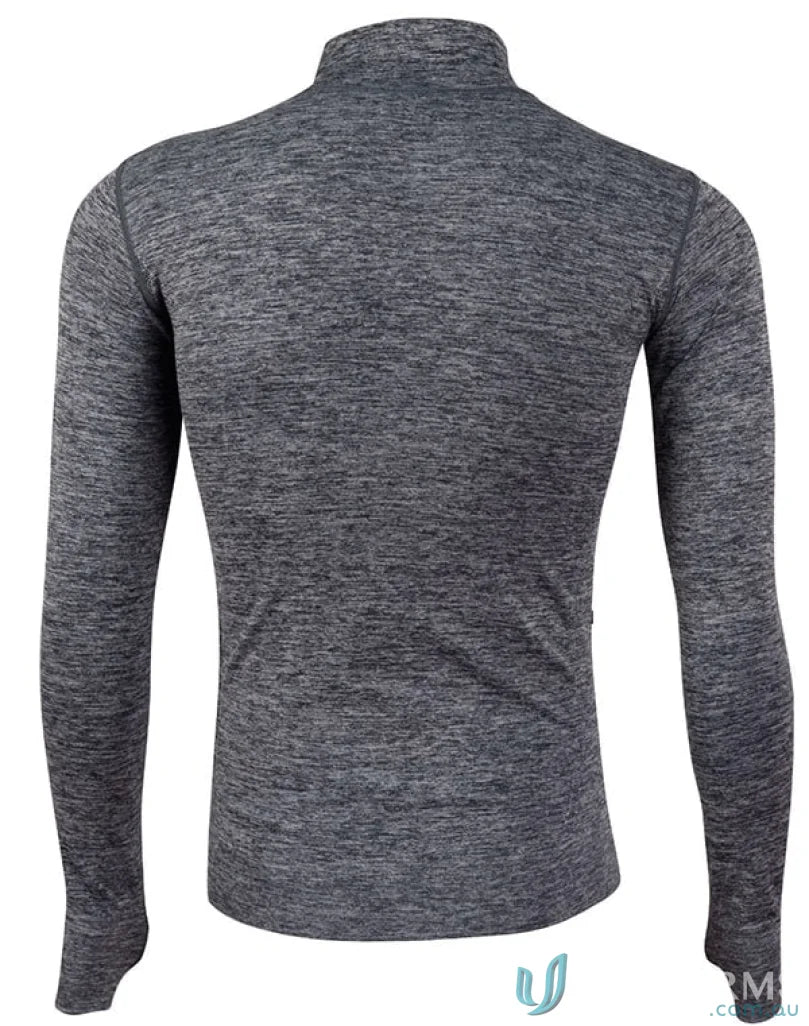 Gray long-sleeved runner jacket from Road Runner Jacket collection for active runners