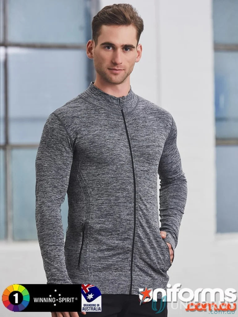 Gray zip-up athletic jacket perfect for runners, the Road Runner Jacket is lightweight and comfy
