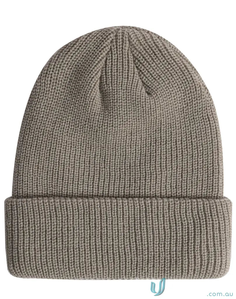 Gray cable knit pattern Roll Up Snug Beanie showing cozy winning spirit roll