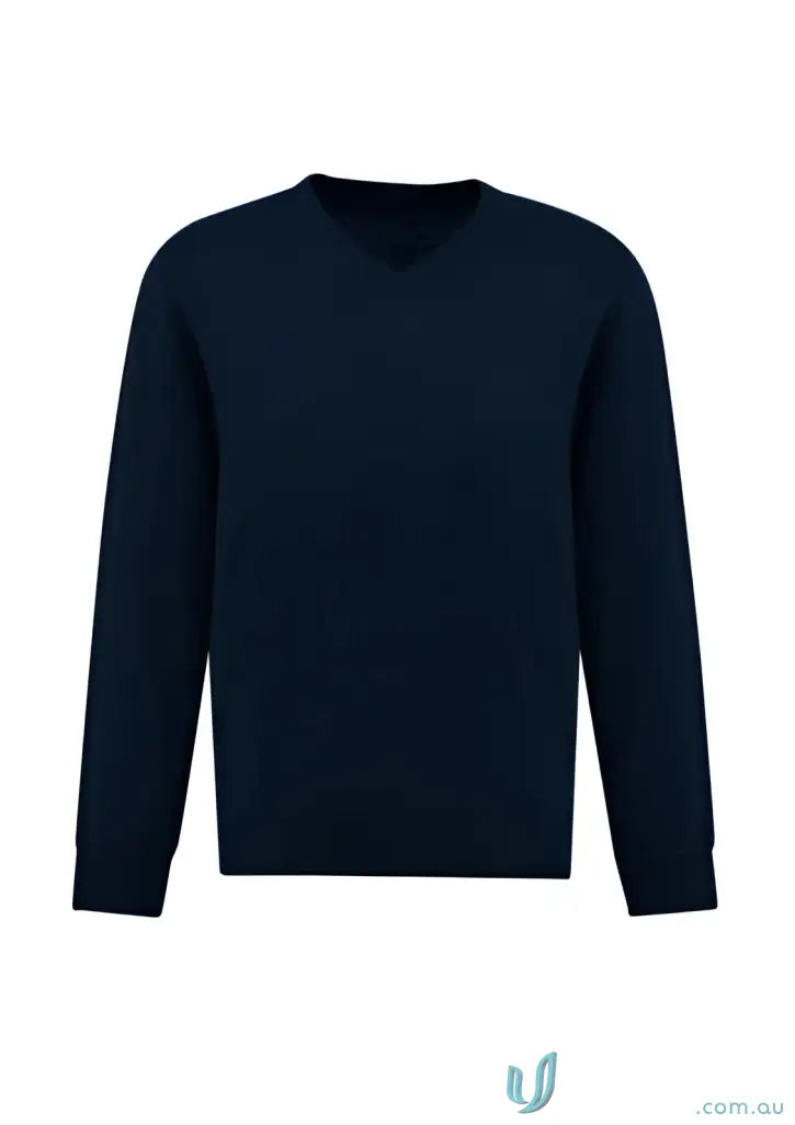 Navy blue V-neck sweater from Roma Knit collection Roma Knit Pullover in merino wool