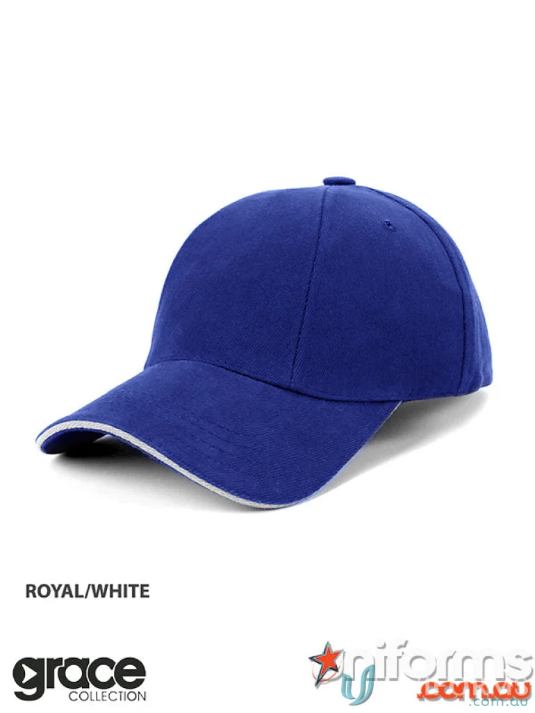 Royal blue panel sandwich cap with white trim, perfect for uniforms and workwear