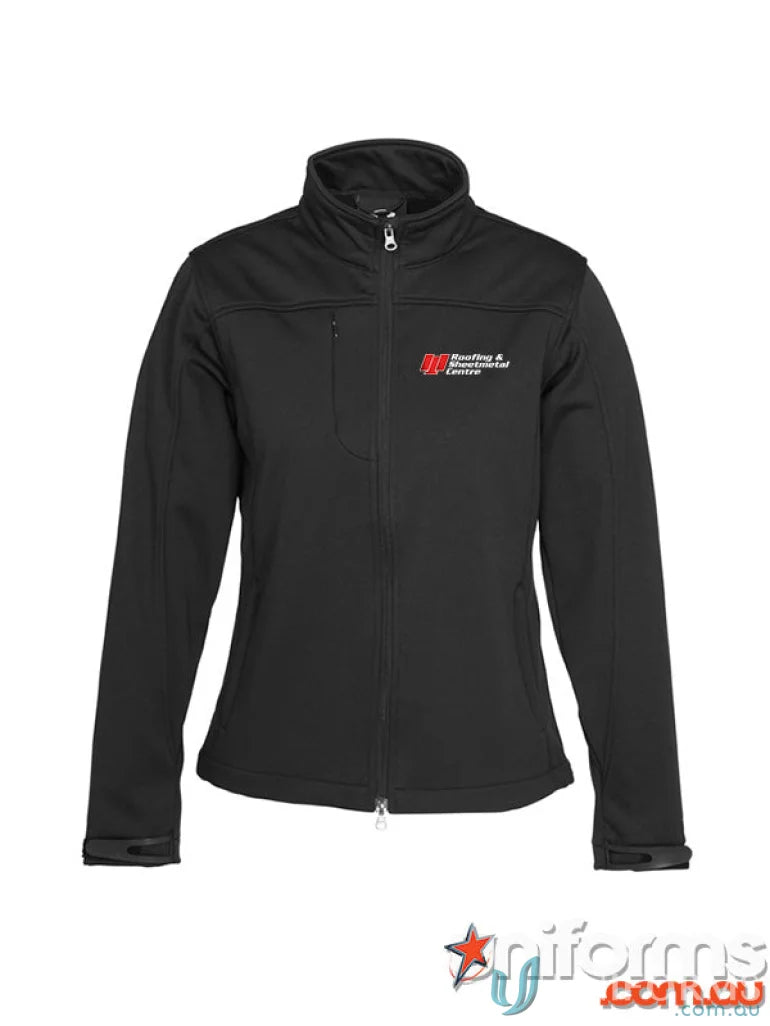 Black zippered softshell jacket from RS Centre Ladies SoftShell with modern fit and bonded polyester for work uniforms