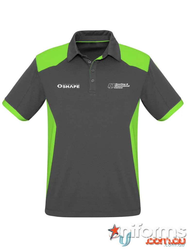 Gray and green polo shirt with UPF rating in modern fit for RS Centre P705MS Mens Polo
