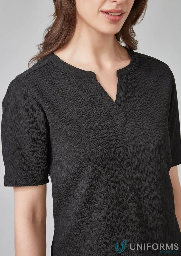 Ruche Short Sleeve Blouse - Black / W(06) - Blouse