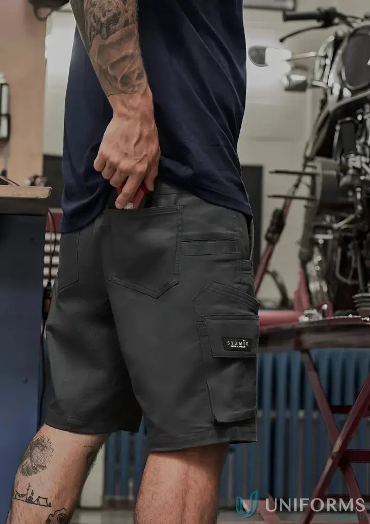 Gray cargo shorts from Rugged Cooling Stretch Shorts for all-day sun protection and comfort