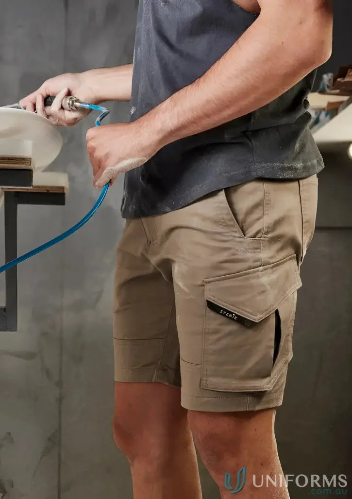 Tan cargo shorts from Rugged Cooling Stretch Shorts with sun protection for outdoors