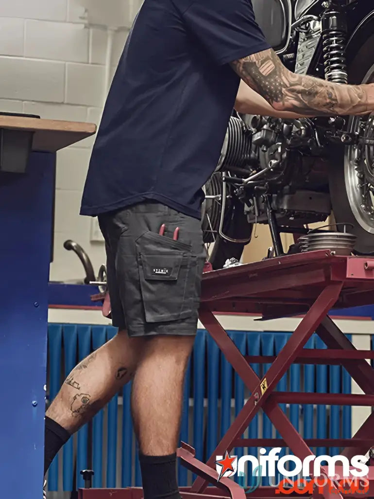Dark work shorts from Rugged Cooling Stretch Shorts for sun protection and comfort