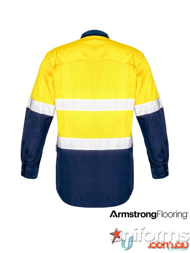 Yellow and blue safety shirt from Rugged Cooling Taped HiVis Spliced Shirt collection