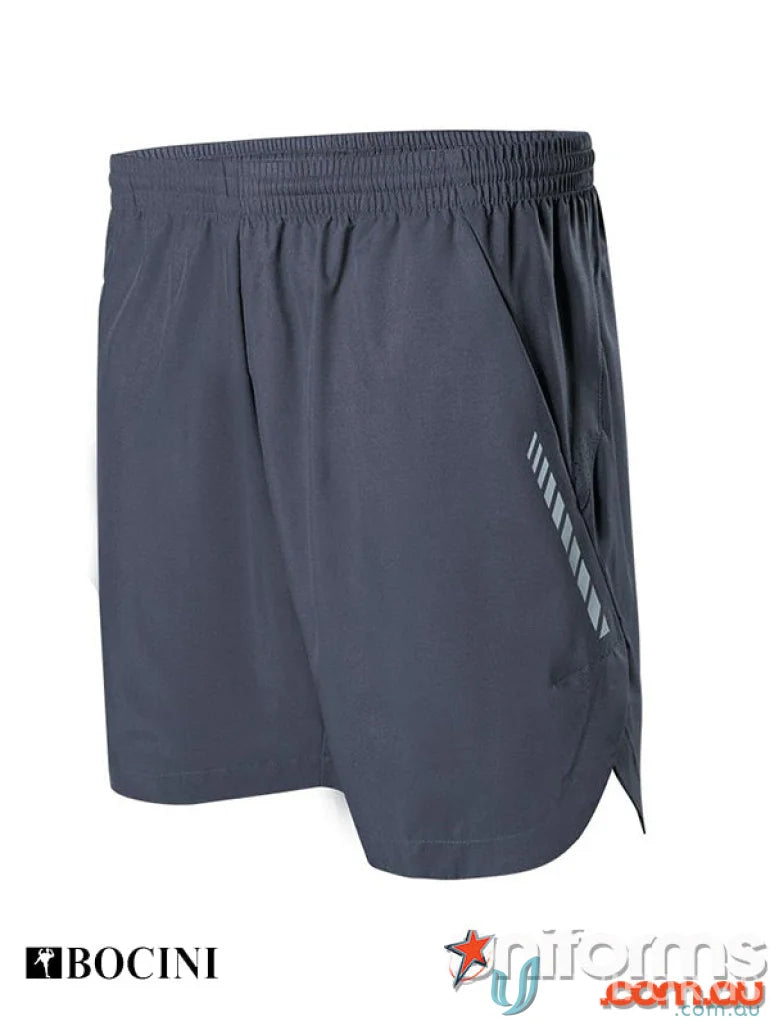 Gray athletic running shorts perfect for workout uniforms and workwear styles