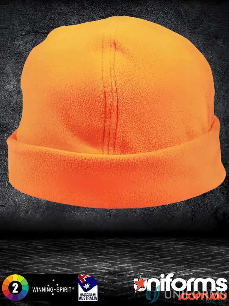 Orange fleece beanie from Winning Spirit Safety’s Polar Fleece Beanie collection