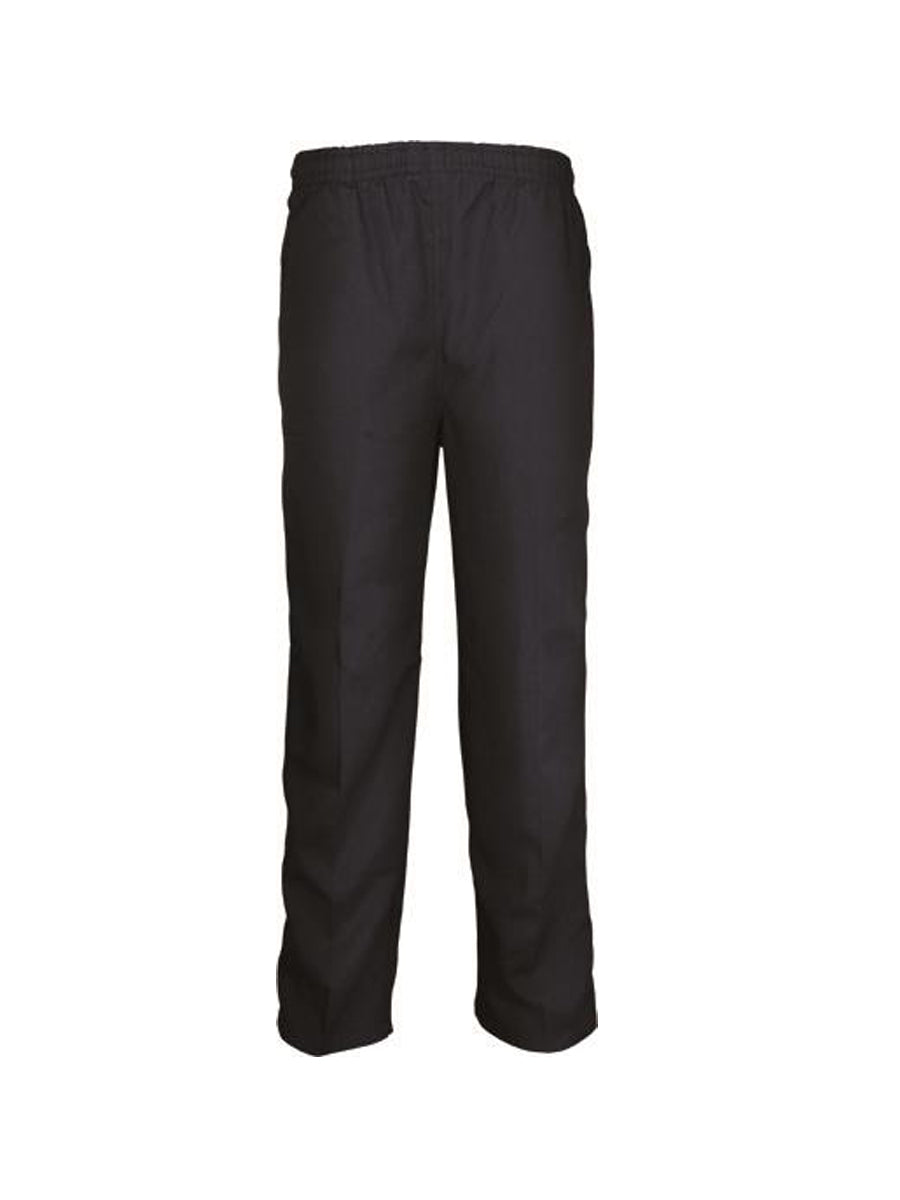Black straight-leg school trousers with elastic waistband for uniforms