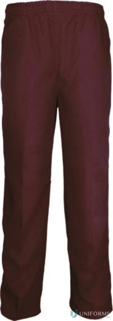 Maroon elastic-waistband school trousers with relaxed fit, perfect for uniforms or workwear