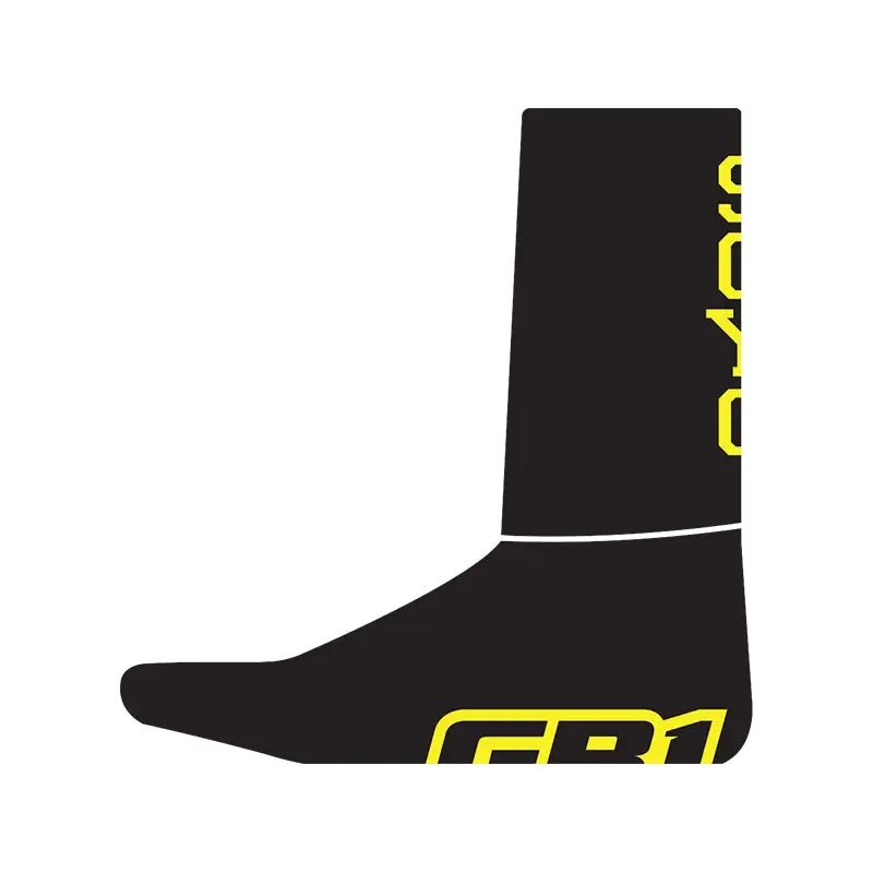 Scyc black crew socks with black and yellow gb1 logo