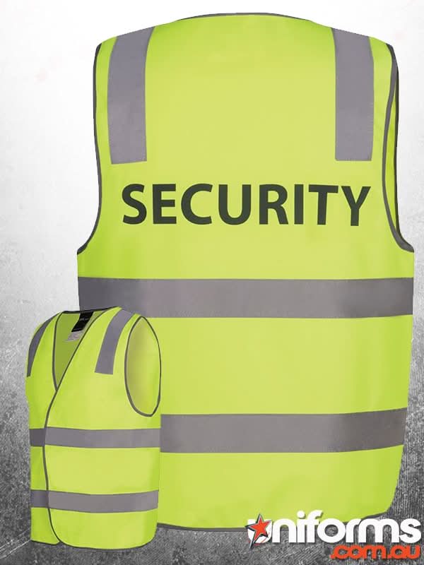 Yellow Security Vest with Reflective Stripes for Extra Large Work Uniforms Australian Standards