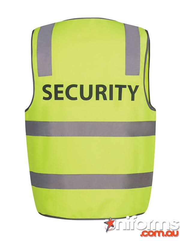 Yellow security vest with reflective stripes, extra large size, meets Australian standards for work uniforms