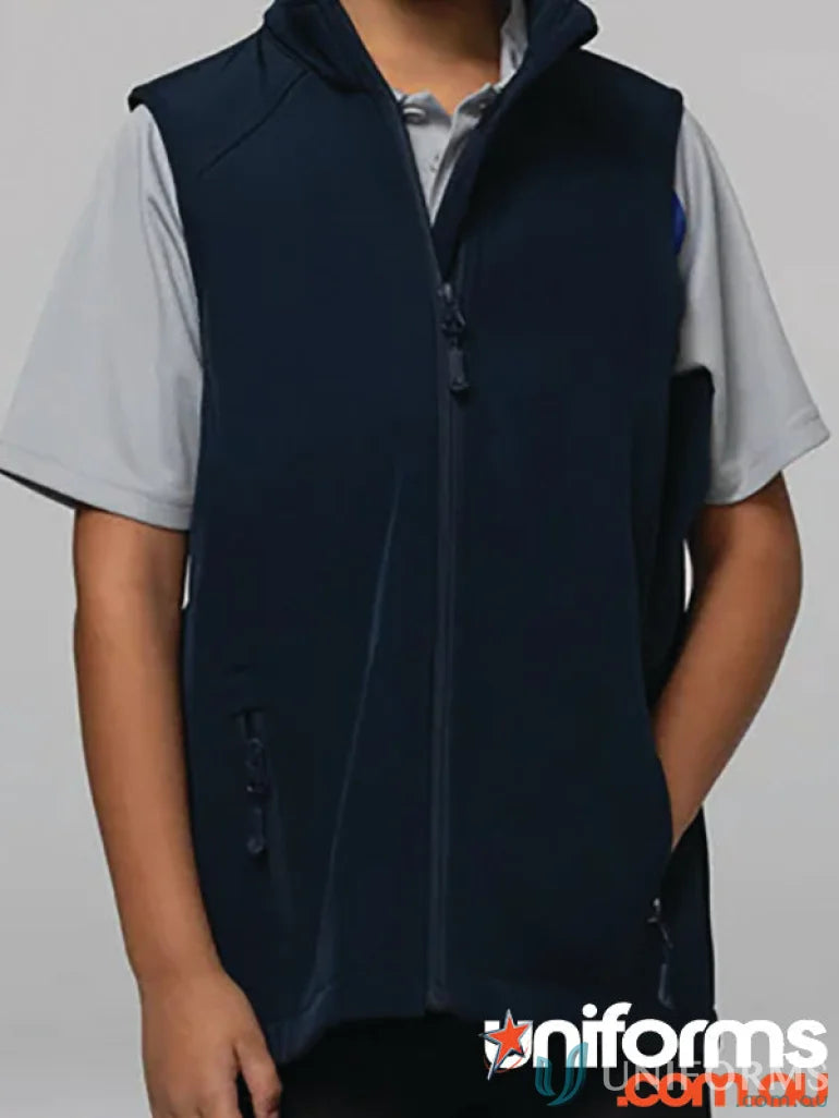 Navy blue zippered vest from Selwyn Kids Vests perfect for work uniforms or casual wear