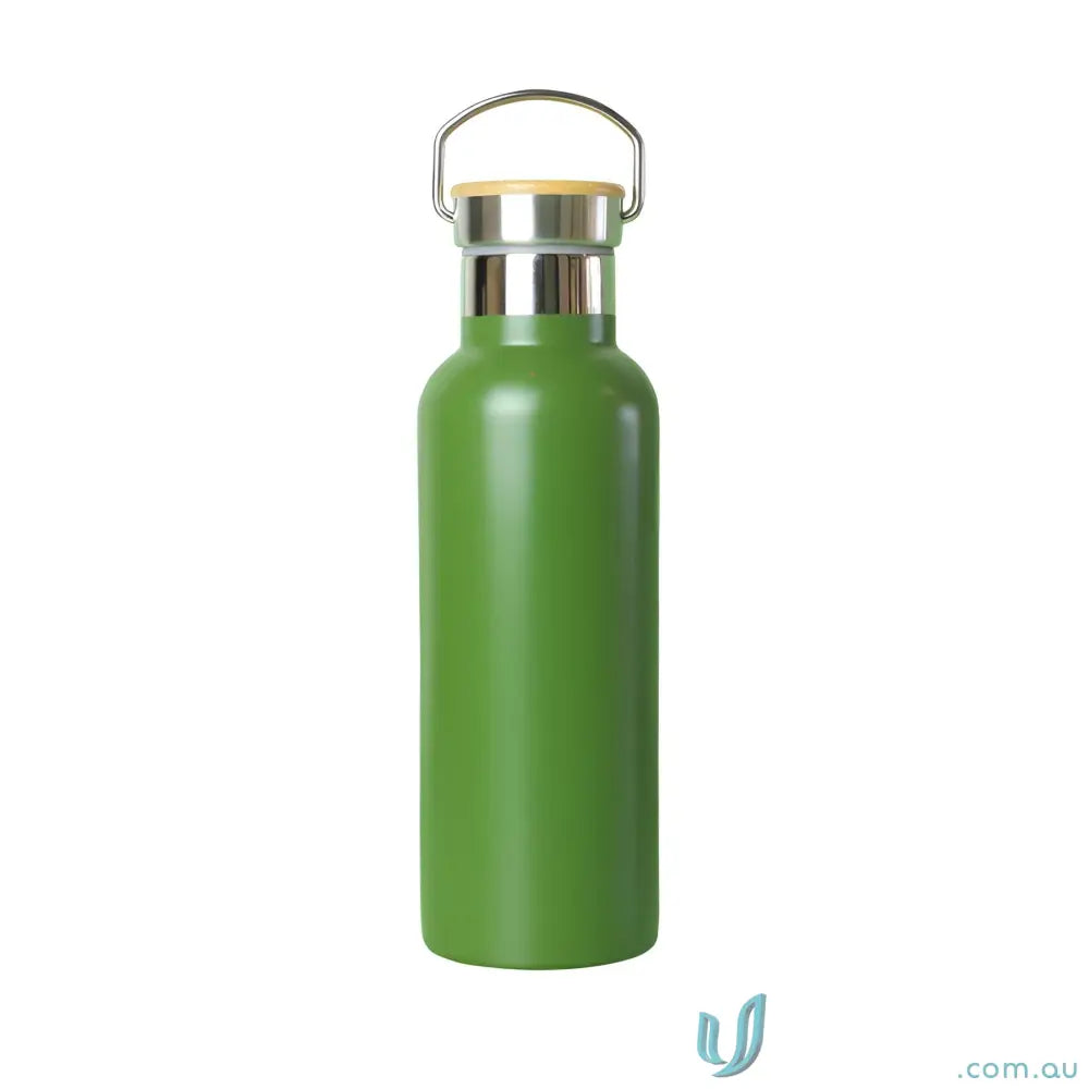 Green stainless steel shadow 500ml water bottle with handle for active life