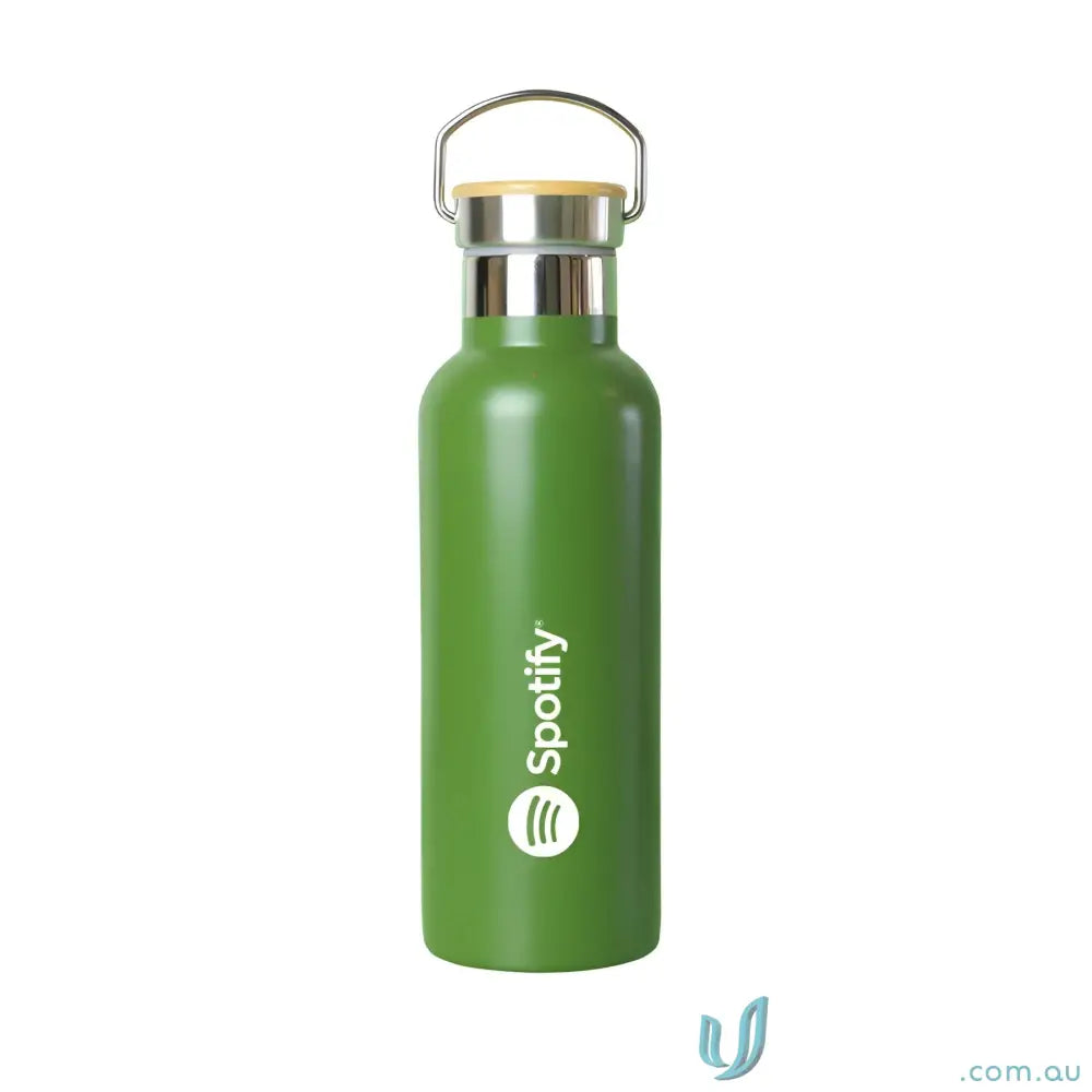 Green Spotify water bottle, Shadow 500ml insulated stainless steel water bottle with handle