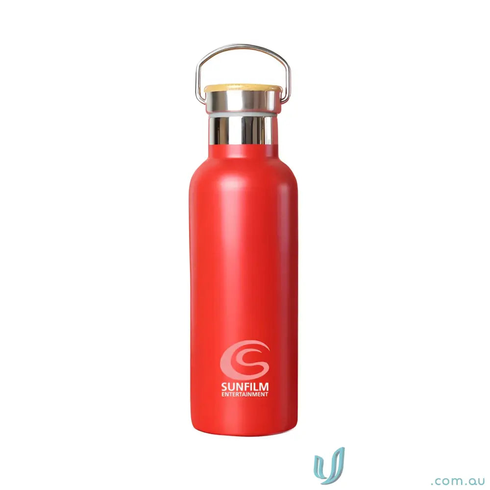 Red stainless steel Shadow 500ml water bottle with handle for durable hydration