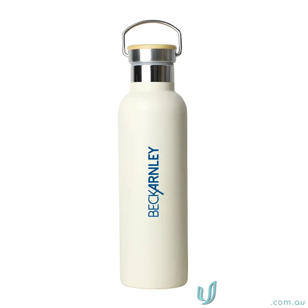 White stainless steel Shadow 750ml insulated water bottle with handle and twist-off cap