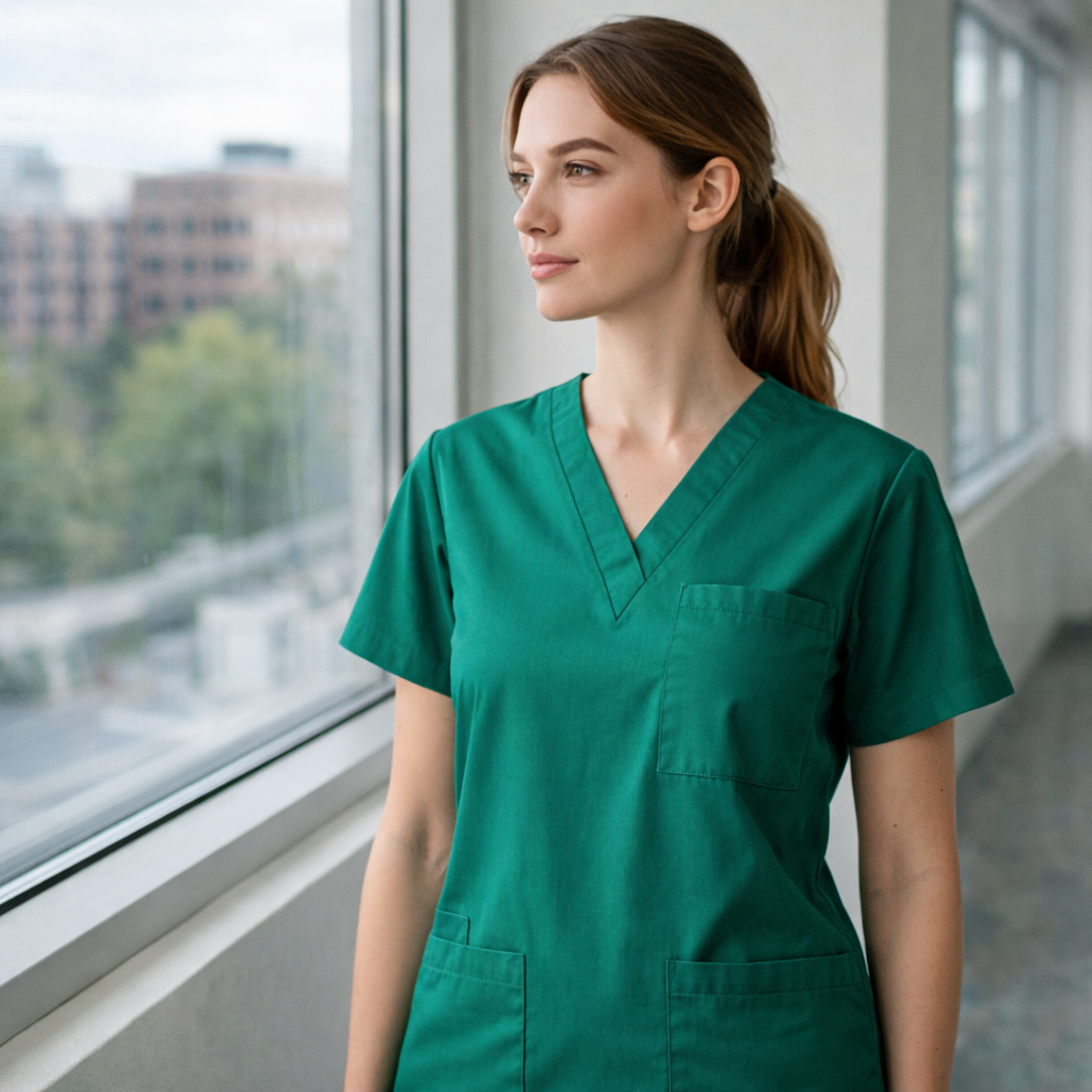 Sien Unisex Scrub Top in green: Biz Collection Unisex classic scrub natural stretch